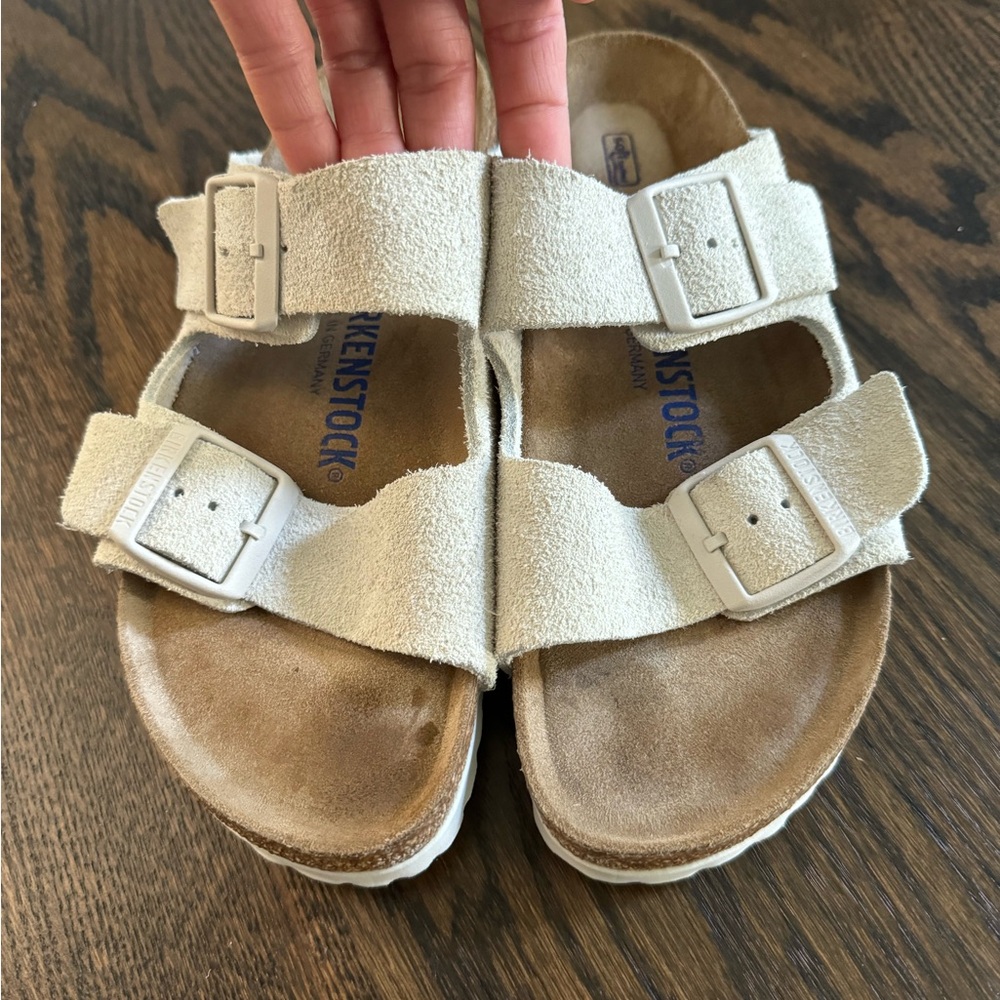 Birkenstock Suede Light Gray Sandal Size 37